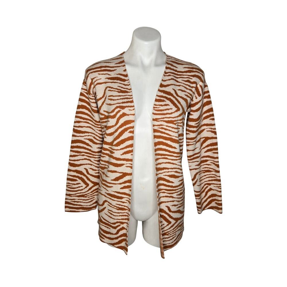 LOFT OUTLET Zebra Print Long Cardigan Orange & White Size SP